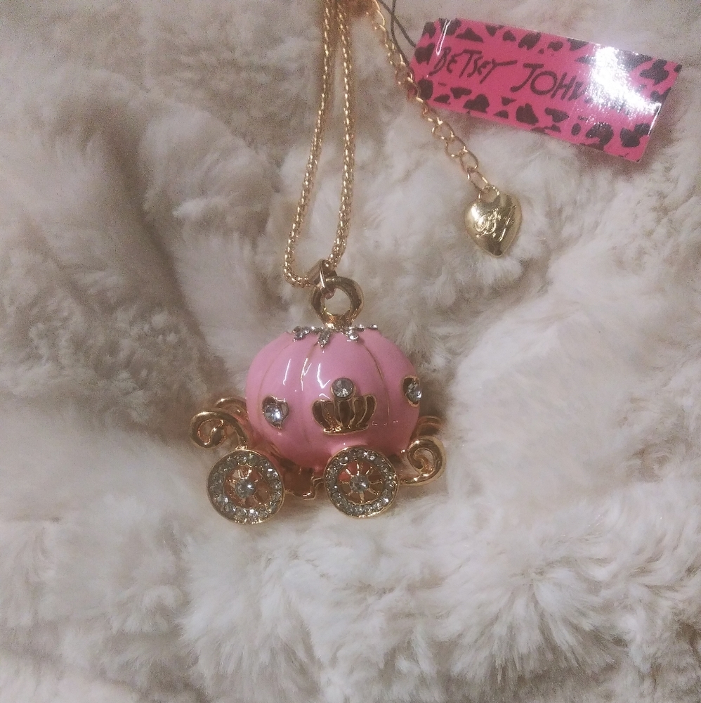 Betsey Johnson Pink Carriage Necklace